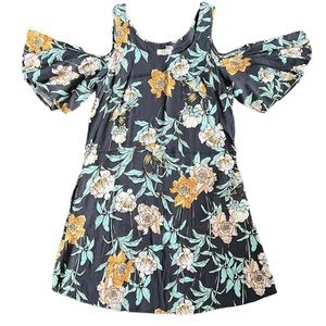 Cupio floral cold shoulder mini dress size medium